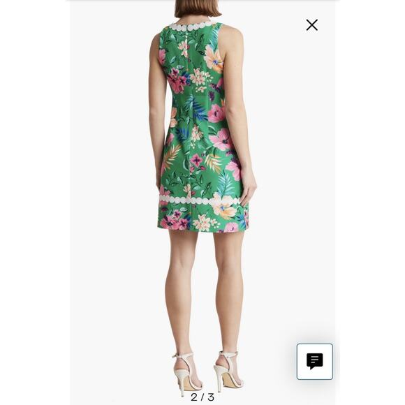 Eliza J Sleeveless Floral Embroidered Lace Trim A-Line Sheath dress Size 14 NWOT - Picture 2 of 12